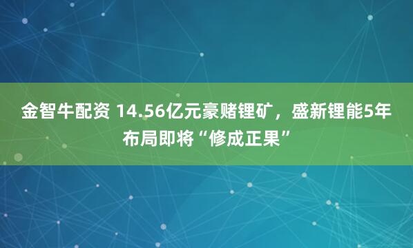 金智牛配资 14.56亿元豪赌锂矿，盛新锂能5年布局即将“修成正果”