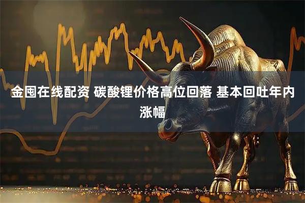 金囤在线配资 碳酸锂价格高位回落 基本回吐年内涨幅